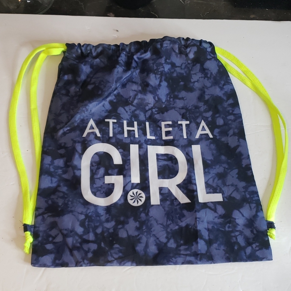 Athleta Girl Drawstring Bag Blue White Neon